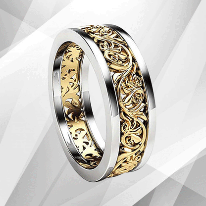 Two Colour 18Ct Yellow And White Gold Over Celtic Wedding Ring Band Hand Made, Ring Size S