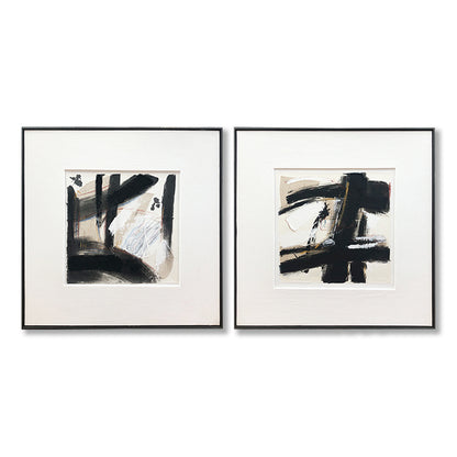 Wall Art Original Abstract Oil Painting on Framed Canvas 1000mmx1000mm Set of 2 Contemplative Space