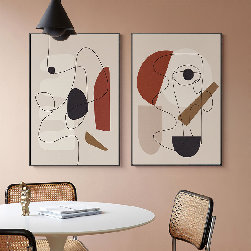 Wall Art 100cmx150cm Abstract Line Art By Picasso 3 Sets Black Frame Canvas