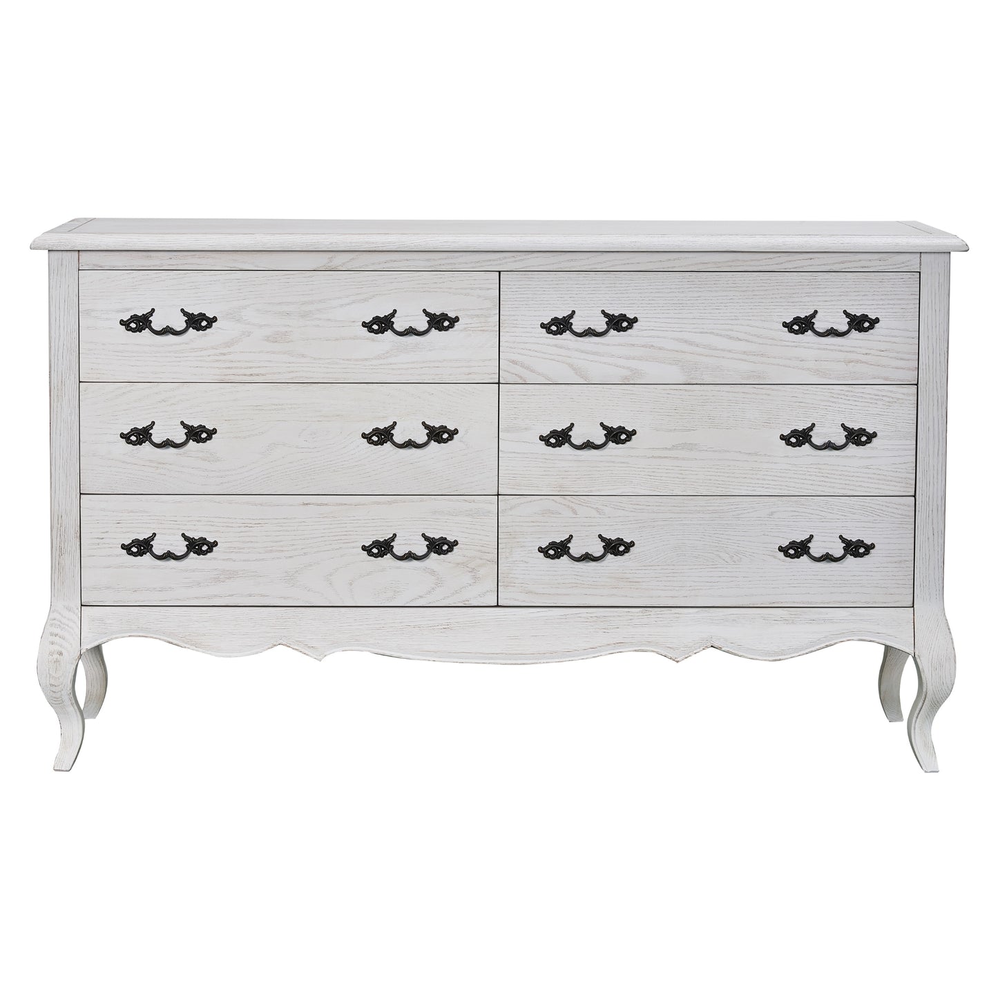 Alice Dresser Mirror 6 Chest of Drawers Tallboy Storage Cabinet Distressed White