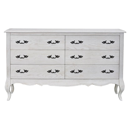 Alice Dresser Mirror 6 Chest of Drawers Tallboy Storage Cabinet Distressed White