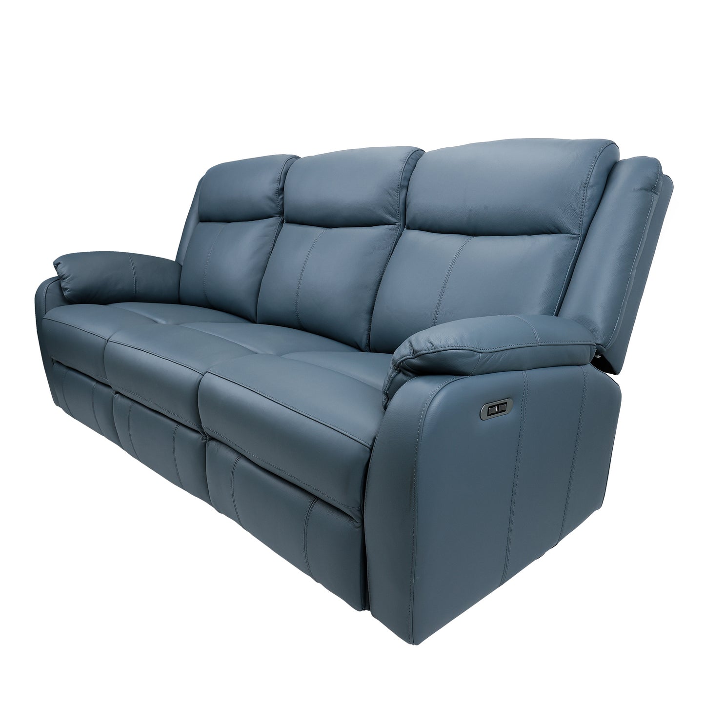 Bella 3+1+1 Seater Electric Recliner Genuine Leather Upholstered Lounge - Blue