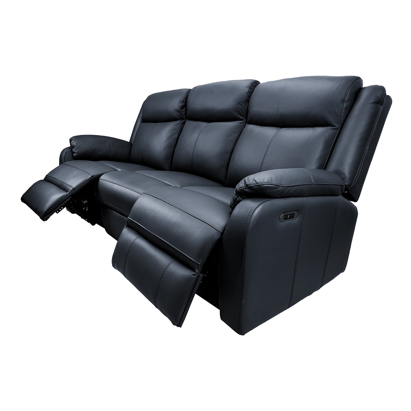 Bella 3+2+1 Seater Electric Recliner Genuine Leather Upholstered Lounge - Black