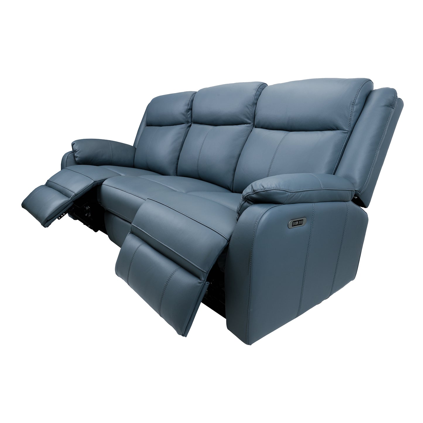 Bella 3+2+1 Seater Electric Recliner Genuine Leather Upholstered Lounge - Blue