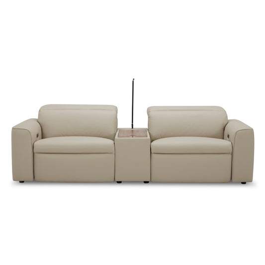Hallie  2 Seater Genuine Leather Sofa Lounge Electric Powered Recliner Beige