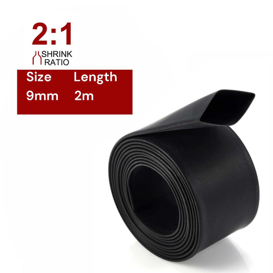 2m Polyolefin Shrink Tube 11/32" (9mm) 2:1 Ratio Heat Shrink Tubing Sleeving Wrap Shrinking