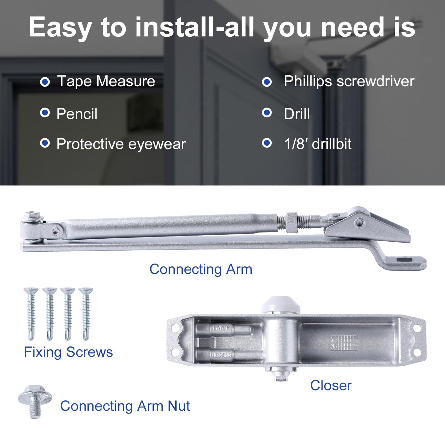 Auto Commercial Door Closers Hydraulic Door Closer for Home  Commercial Door 25-45kg