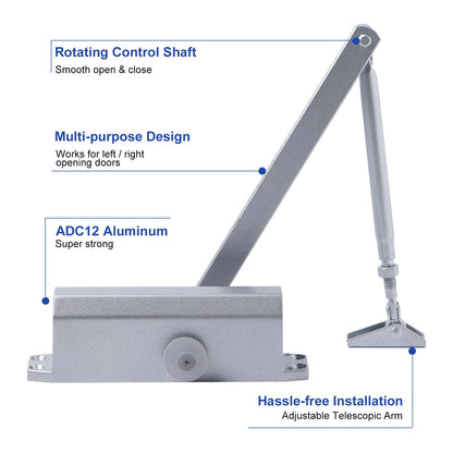 Auto Commercial Door Closers Hydraulic Door Closer for Home  Commercial Door 45-60kg