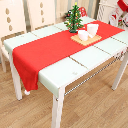 6-10x Christmas Santa Hat Chair Covers Table Cloth Dinner Home Décor Ornaments, Table Runner (34x176 cm)