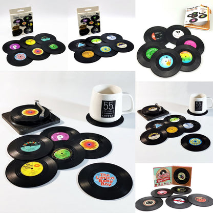 6x Creative Vinyl Record Cup Coasters Glass Drink Tableware Home Décor, A