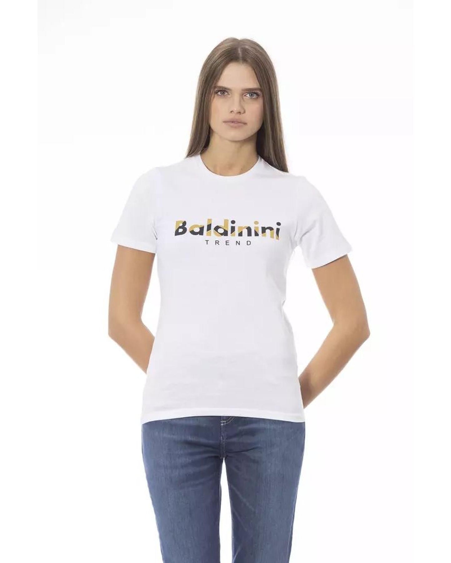 Baldinini Trend Women's White Cotton Tops & T-Shirt - L