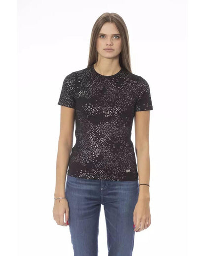 Baldinini Trend Women's Black Cotton Tops & T-Shirt - L