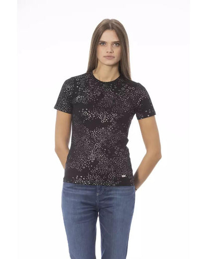 Baldinini Trend Women's Black Cotton Tops & T-Shirt - M