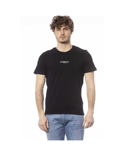 Ungaro Sport Men's Sleek Black Cotton Crew Neck T-Shirt - L