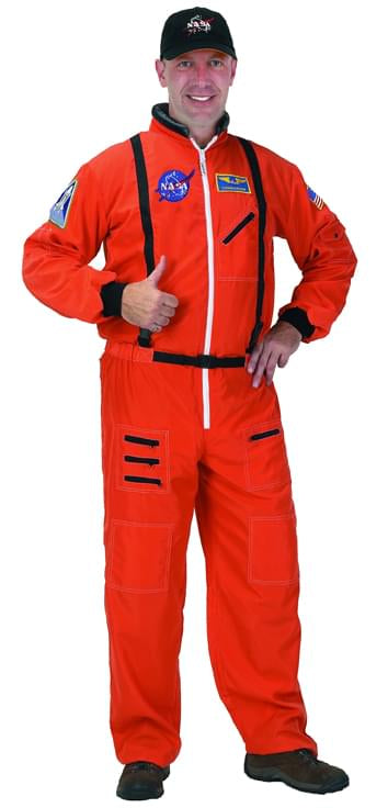 Adult Astronaut (Orange) Suit W/ Cap Costume Small