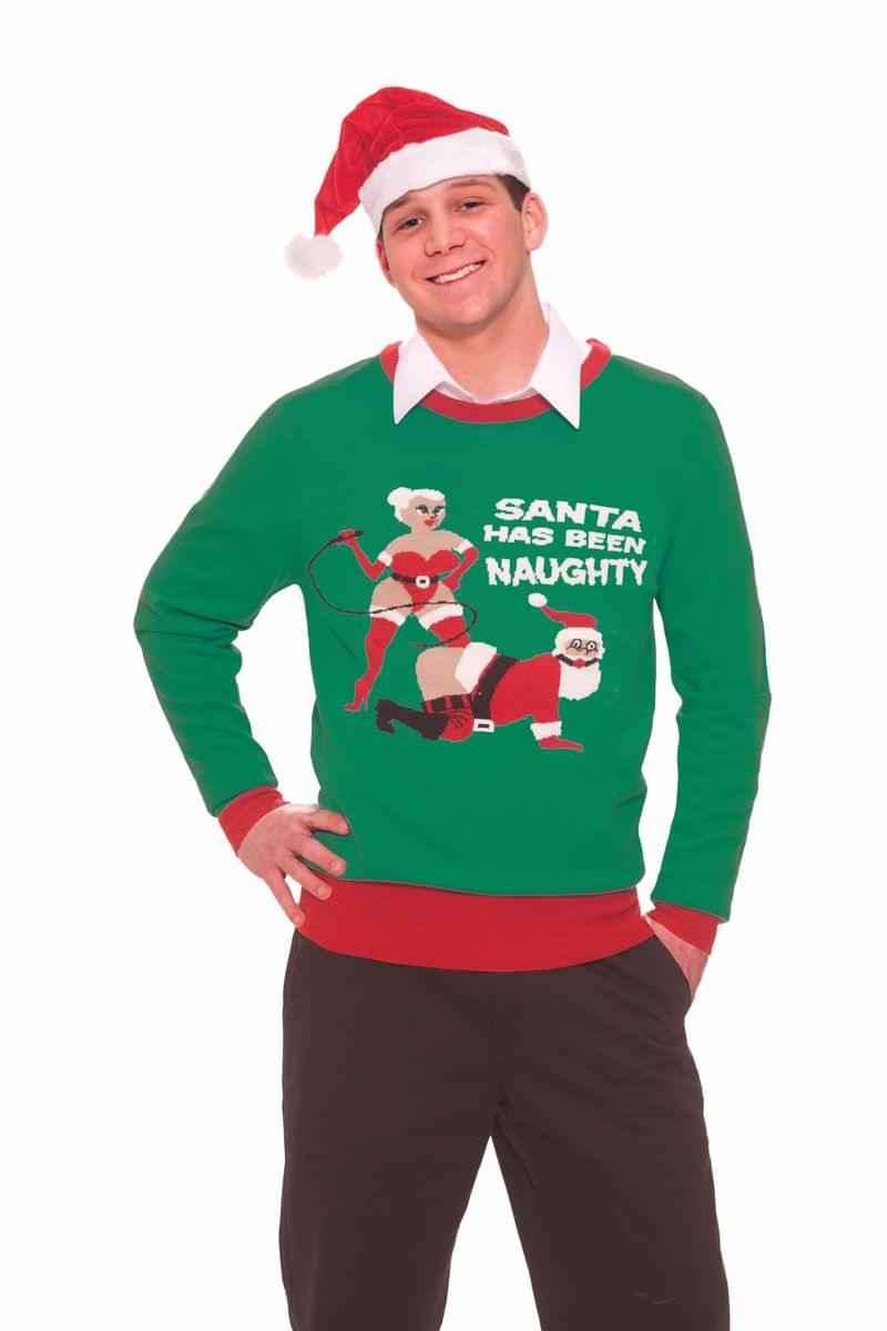 Ugly Christmas Naughty Santa Adult Sweater X-Large