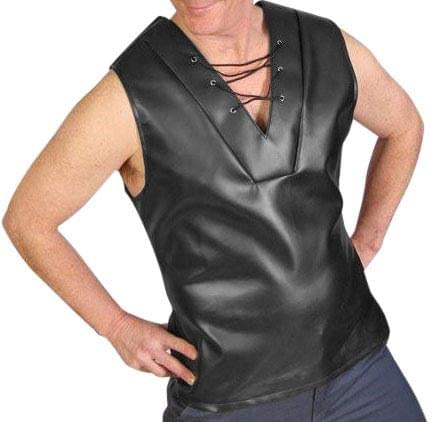 Tv Reporter Bruno Black Faux Leather Costume Vest