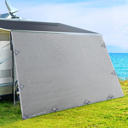 3.7M Caravan Privacy Screens 1.95m Roll Out Awning End Wall Side Sun Shade