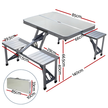 Weisshorn Camping Table with Chairs Folding Outdoor Picnic Beach BBQ 85CM