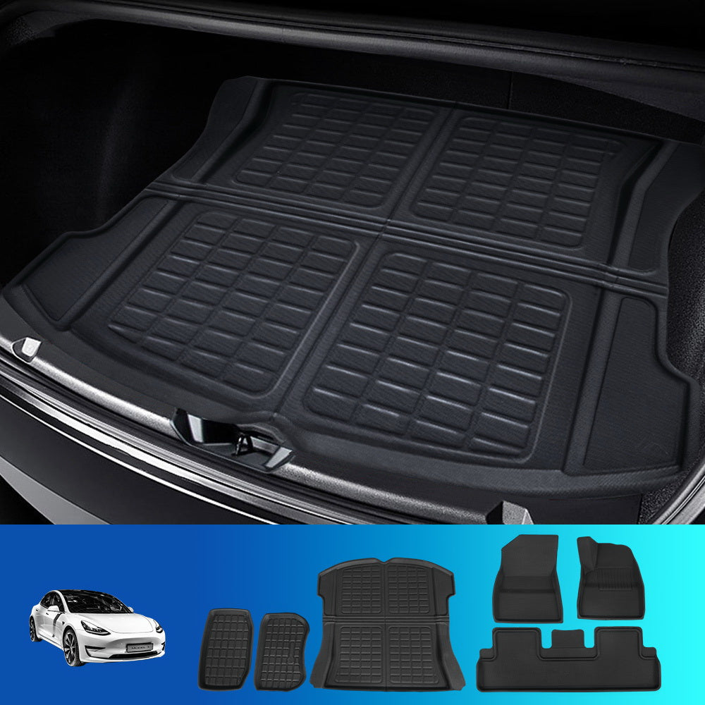 Weisshorn Car Rubber Floor Mats for Tesla Model 3 Trunk Toolbox Cargo Mat Carpet