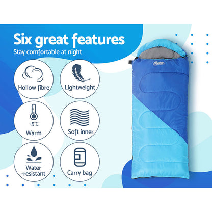 Weisshorn Sleeping Bag Bags Kids 172cm Camping Hiking Thermal Blue