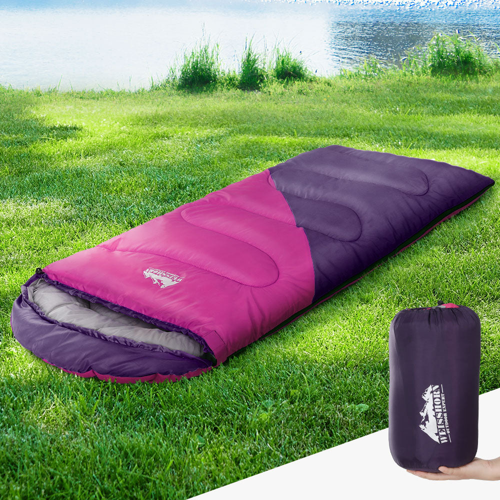 Weisshorn Sleeping Bag Bags Kid 172cm Camping Hiking Thermal Pink