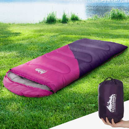 Weisshorn Sleeping Bag 136cm Kids Camping Hiking Winter Pink