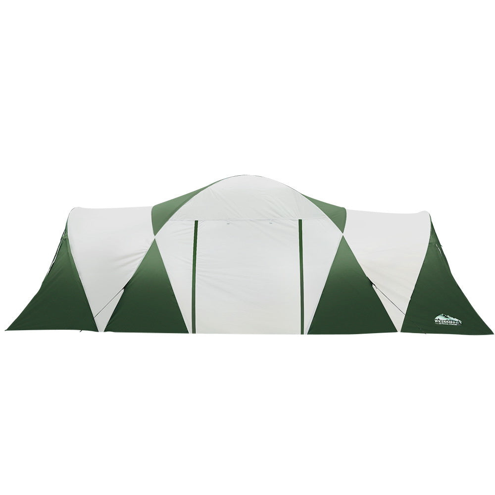 Weisshorn Family Camping Tent 12 Person Hiking Beach Tents (3 Rooms) Green