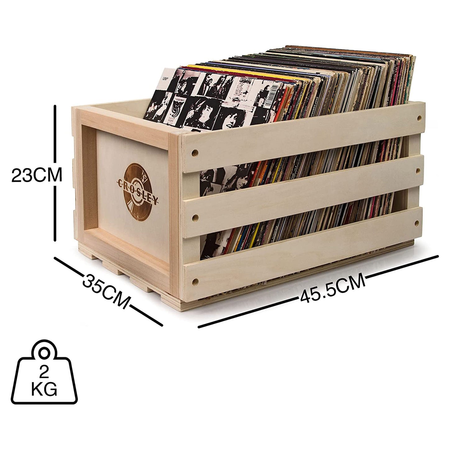 Twin Pack Crosley Vinyl LP Record Storage Crate Natural Wood