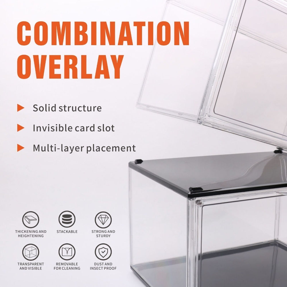 3PCS Shoe Display Box Clear Container Stackable Boxes Storage Case