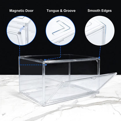 3PCS Shoe Display Box Clear Container Stackable Boxes Storage Case