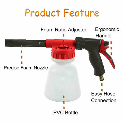 1L Snow Foam Lance Cannon Bottle Soap Gun Sprayer Hose For Car Pressure Washer