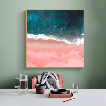 50cmx50cm Pink Sea Wood Frame Canvas Wall Art