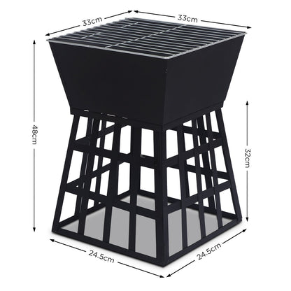 Wallaroo Outdoor Fire Pit for BBQ, Grilling, Cooking, Camping- Portable Brazier with Reversible Stand for Backyard