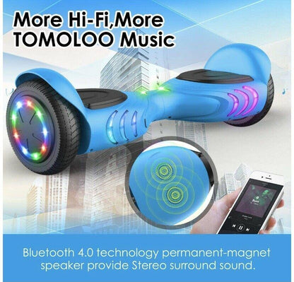 TOMOLOO UL Certified Hoverboard with Bluetooth Speaker and LED Lights Self Balancing Electric Hover Board Craft Skateboard Scooter Transporter Black