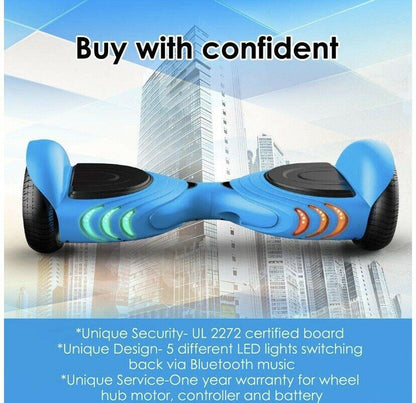 TOMOLOO UL Certified Hoverboard with Bluetooth Speaker and LED Lights Self Balancing Electric Hover Board Craft Skateboard Scooter Transporter Black