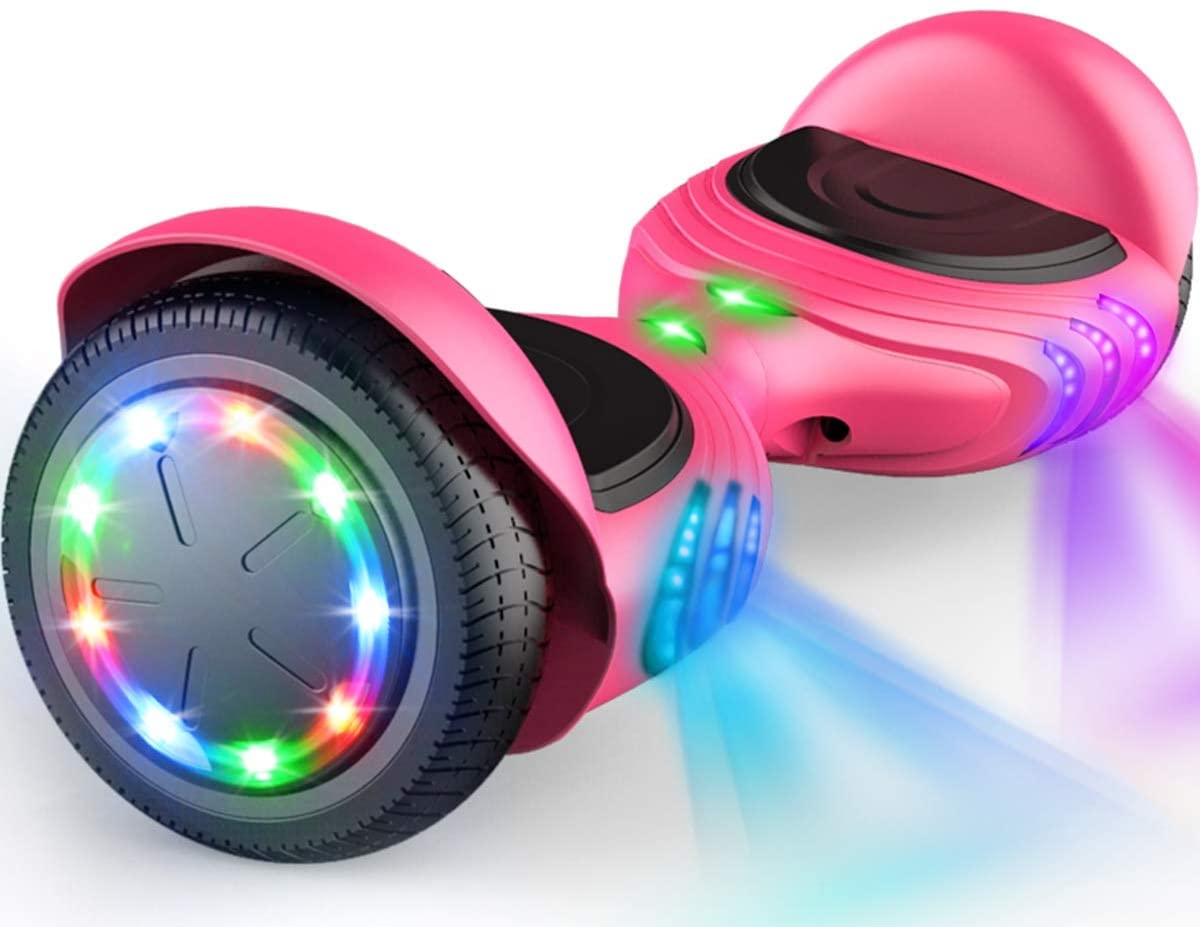 TOMOLOO UL Certified Hoverboard with Bluetooth Speaker and LED Lights Self Balancing Electric Hover Board Craft Skateboard Scooter PINK