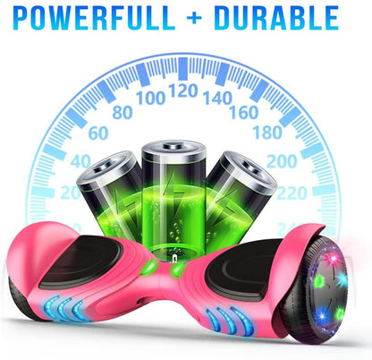 TOMOLOO UL Certified Hoverboard with Bluetooth Speaker and LED Lights Self Balancing Electric Hover Board Craft Skateboard Scooter PINK