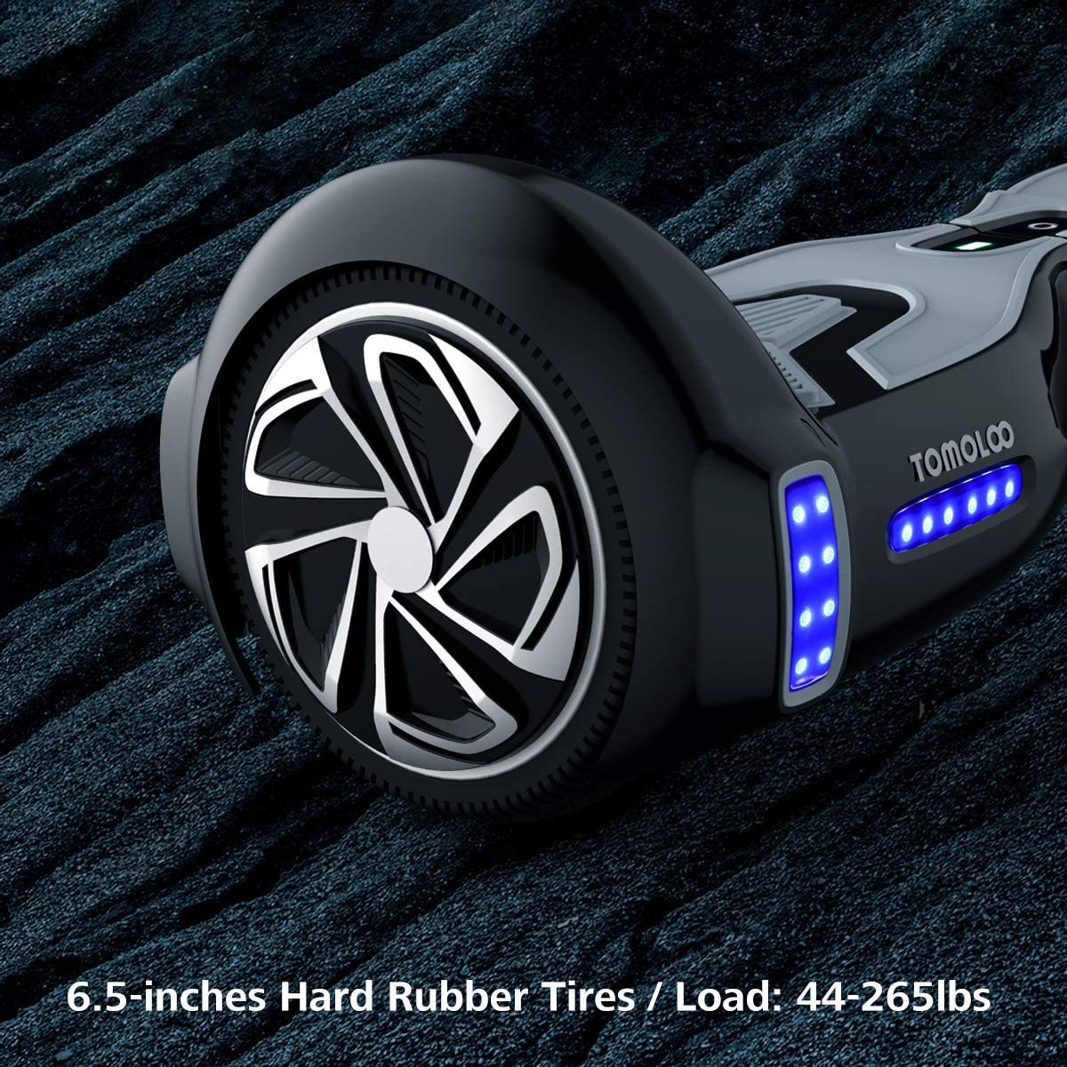 TOMOLOO 6.5" Hoverboard with Bluetooth Speaker and LED Lights Self Balancing Electric Scooter Hover board Skateboard UL2272 Black