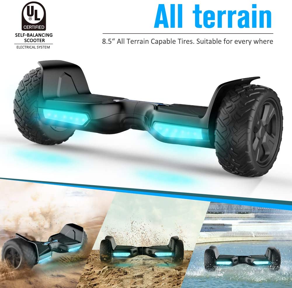 TOMOLOO V3 8.5" Hoverboard with Bluetooth Speaker and LED Lights Self Balancing Electric Hover Board Craft Skateboard Scooter BLACK