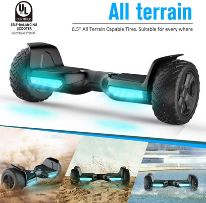 TOMOLOO V3 8.5" Hoverboard with Bluetooth Speaker and LED Lights Self Balancing Electric Hover Board Craft Skateboard Scooter BLACK