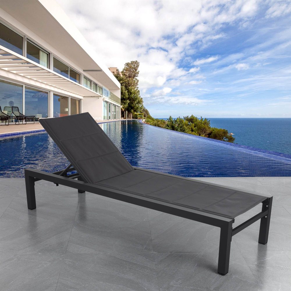 Adjustable Outdoor Sun Lounger in Aluminium Dark Grey