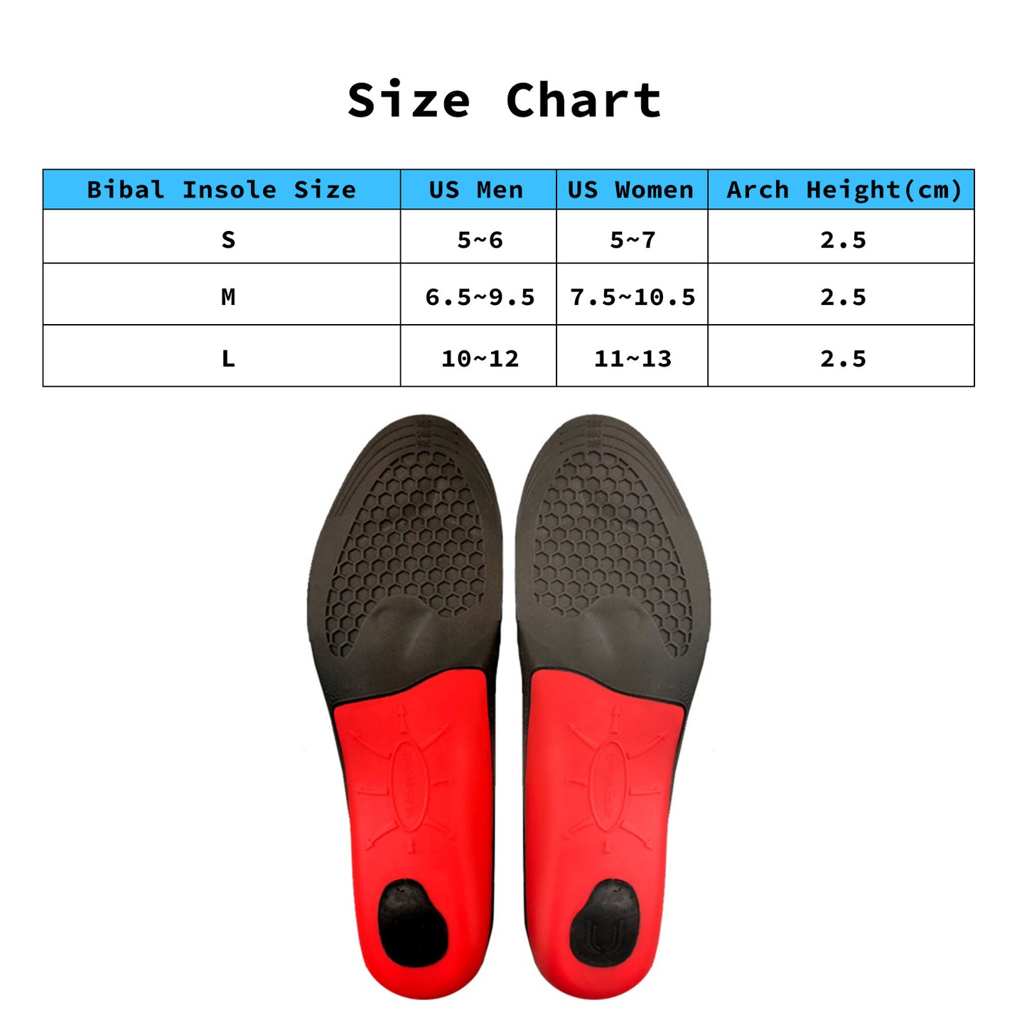 Bibal Insole 3-Size Combo Full Whole Insoles Shoe Inserts Arch Support Foot Pads