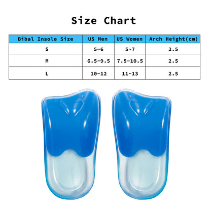 Bibal Insole 2X Set 3-Size Combo Gel Half Insoles Shoe Inserts Arch Support Foot Pad