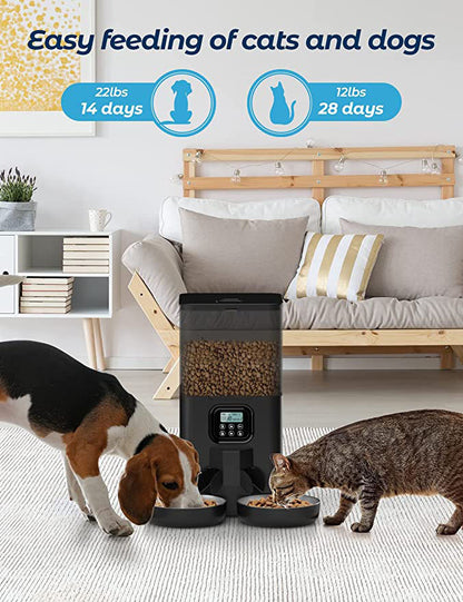 6L Automatic Digital Pet Dog Cat Feeder Double Food Bowl Dispenser