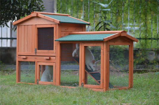 146cm Rabbit Hutch Metal Run Wooden Cage Guinea Pig Cage House