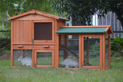 146cm Rabbit Hutch Metal Run Wooden Cage Guinea Pig Cage House