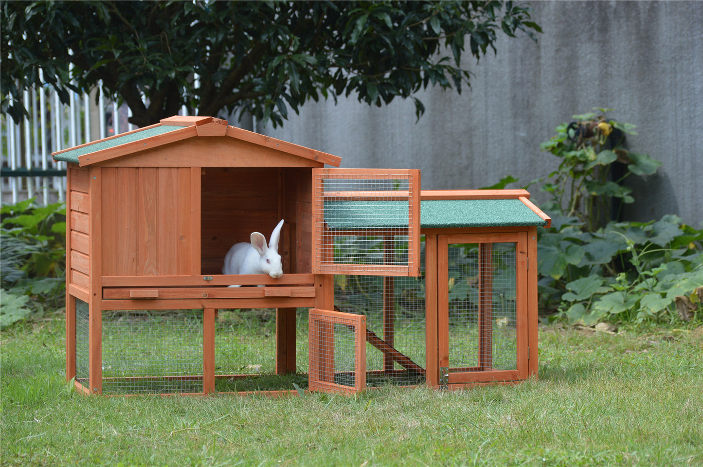 146cm Rabbit Hutch Metal Run Wooden Cage Guinea Pig Cage House