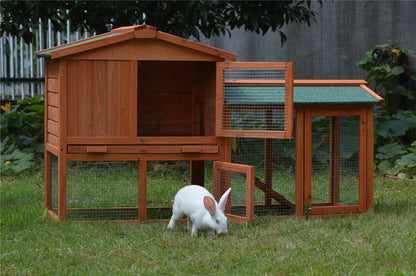 146cm Rabbit Hutch Metal Run Wooden Cage Guinea Pig Cage House