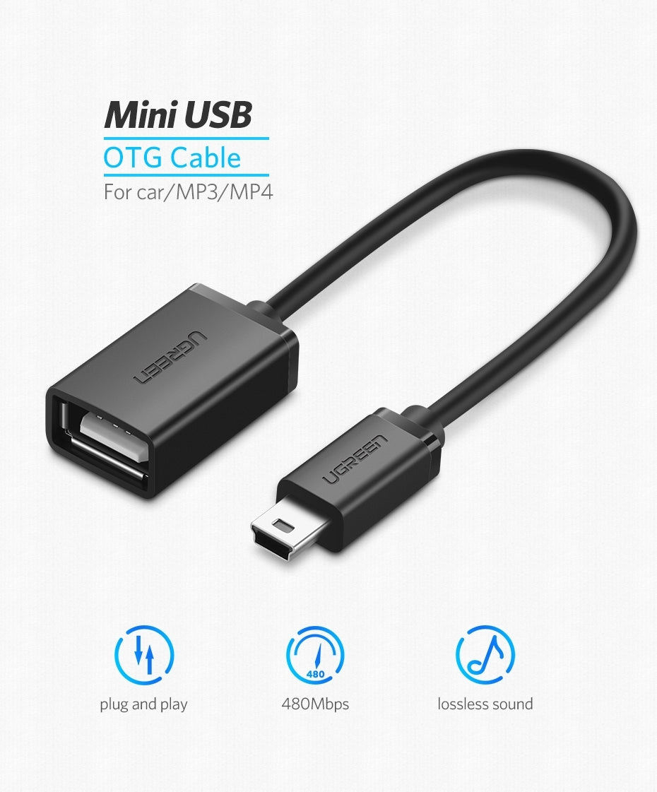 UGREEN 10383 Mini USB Male to USB Female OTG Cable